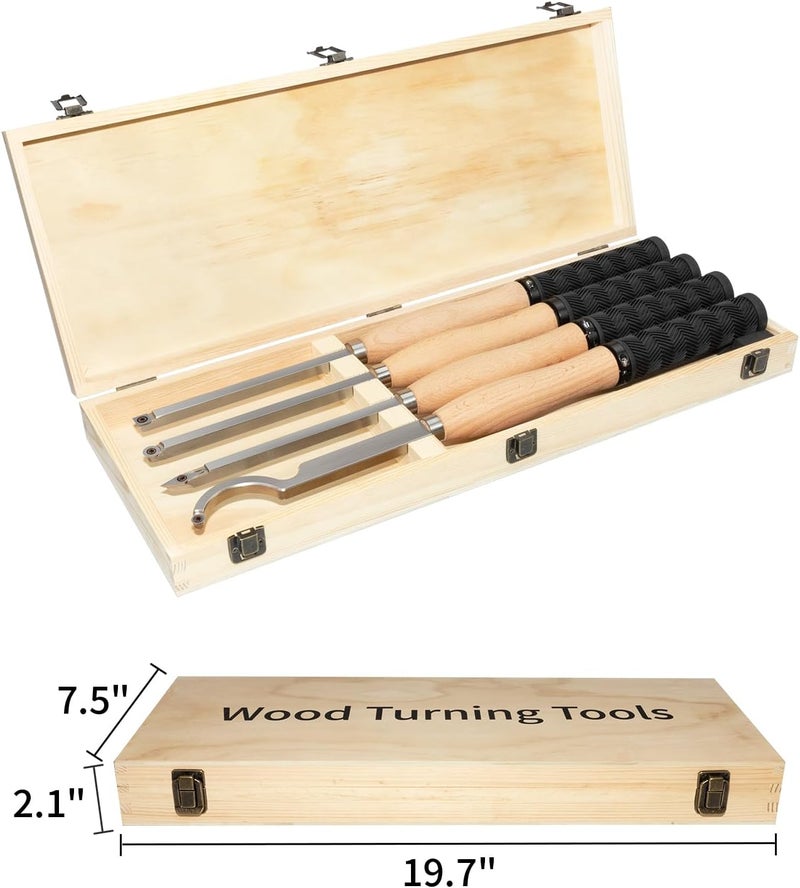 DEEFIINE 18.3" Full Size Carbide Tip Wood Lathe Turning Tool Kit, Lathe Roughing and Finishing Hollow Tool with 8pcs Diamond Round Square Carbide inserts For Woodturning(4 set) - Image 4